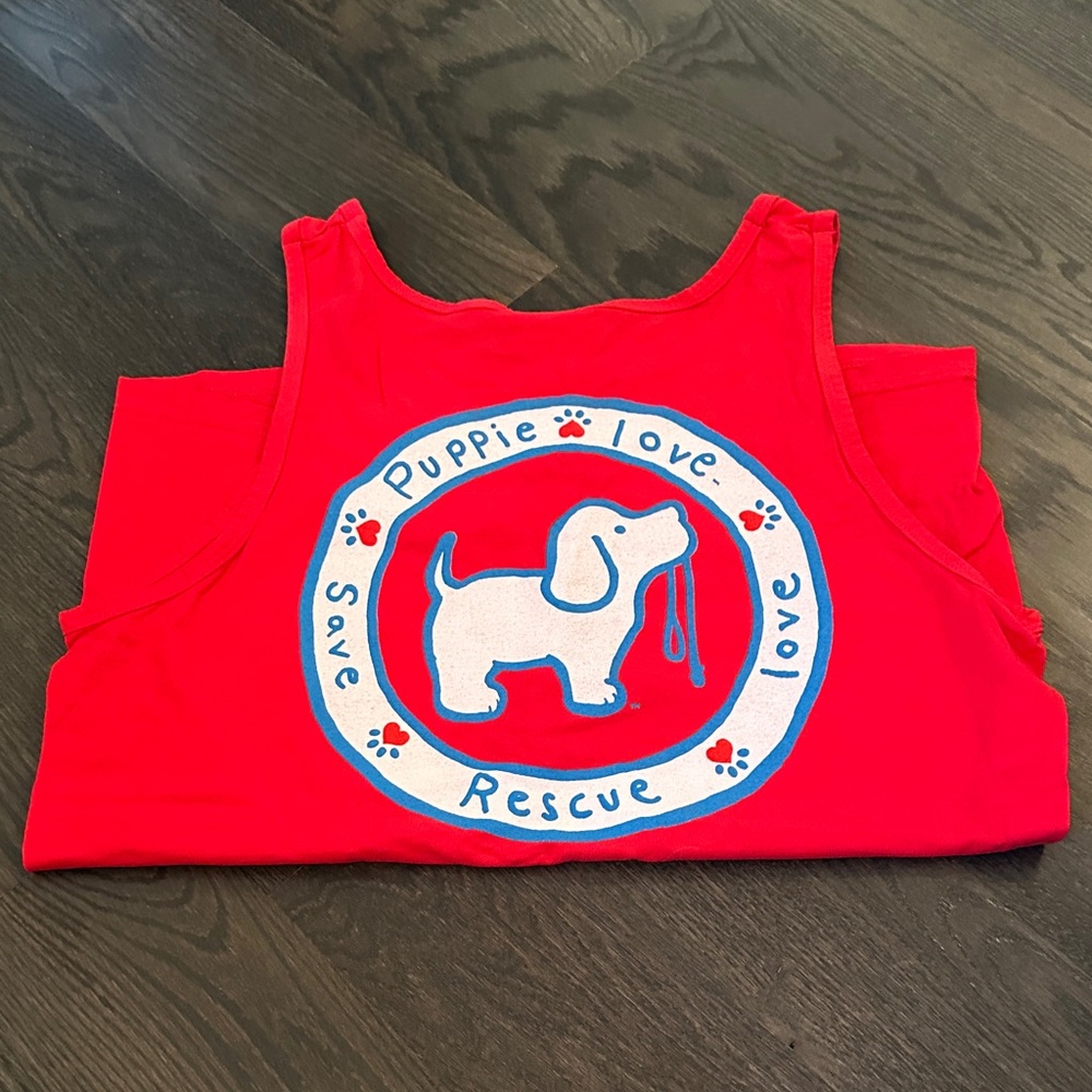 Puppie Love Wonen’s Red Tank Top with Logo
